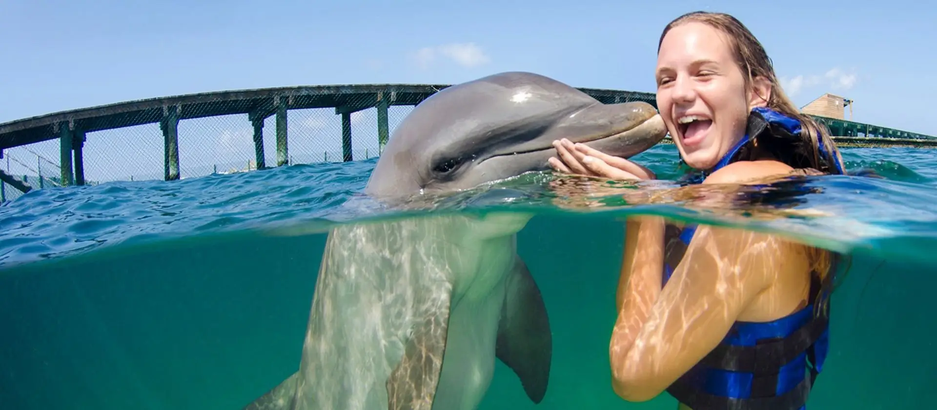 Nado con delfines Punta Cana: beso de delfín en el océano natural